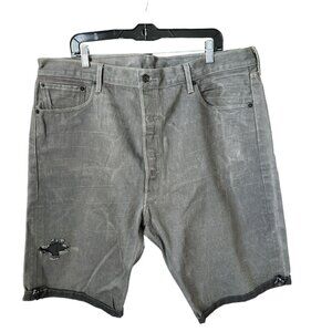 Levis 501 Shorts Mens 42 Cut Off Jean Denim Cotton Button Fly Gray Distressed‎